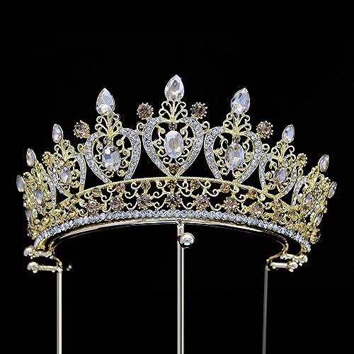 CarXs European and American bridal crown headdress Baroque color crystal wedding Crown Princess headdress queen crown bridal headdress crystal barrettes