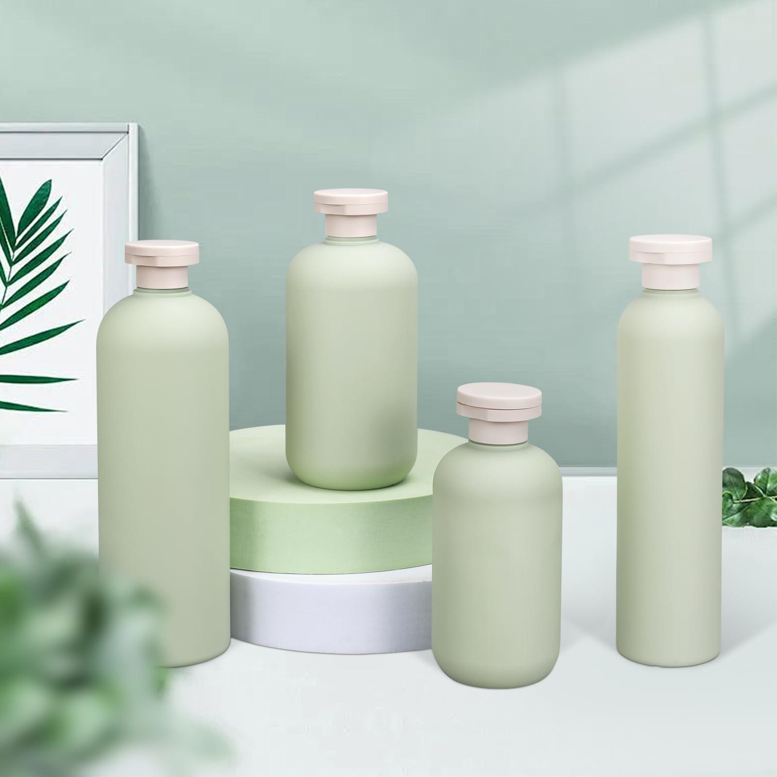 ASEVAT ASEVAT 13.5 oz Large Travel Shampoo and Conditioner Bottles, Green Squeeze Bottles for Shampoo, Travel Containers for Toiletries Leak Proof for Lotion, Cream and Liquids (4Pcs)