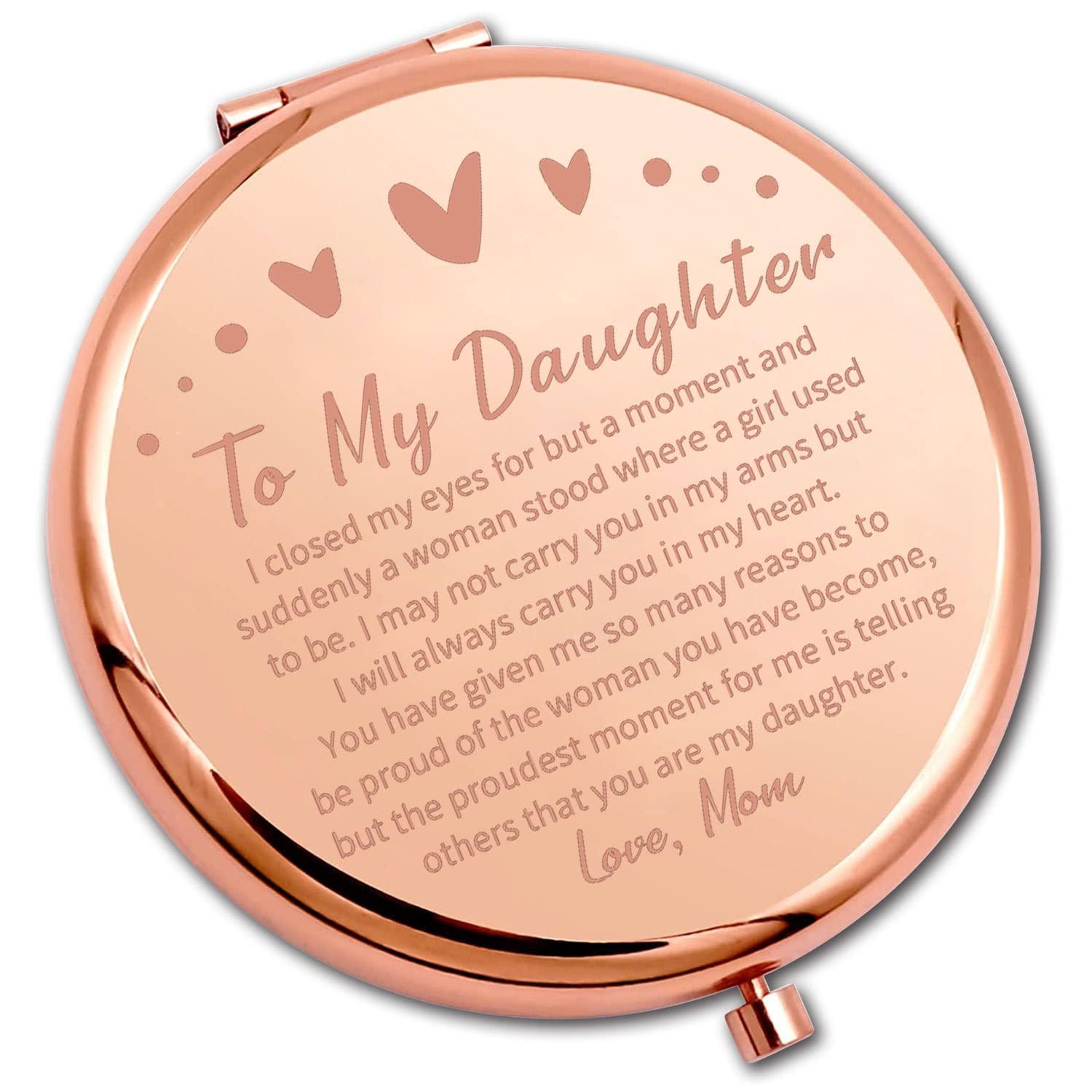PLITI PLITI to My Daughter Compact Mirror from Mom Dad Daughter Graduation Gift Daughter Inspirational Pocket Mirror (Daughter Closed MMrg)