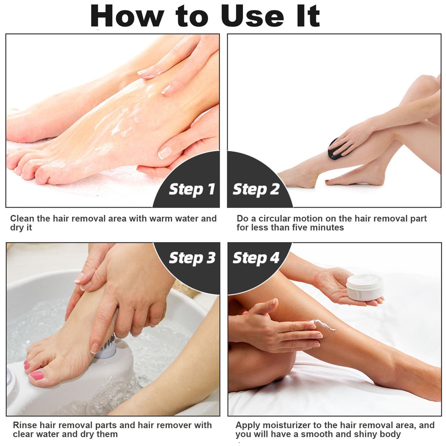 Jecurity Crystal Hair Eraser for Women and Men, Reusable Crystal Hair Remover Safe Painless Exfoliation Magic Crystal Hair Removal, Arms Legs Back Glass Hair Remover Device,Washable, Black