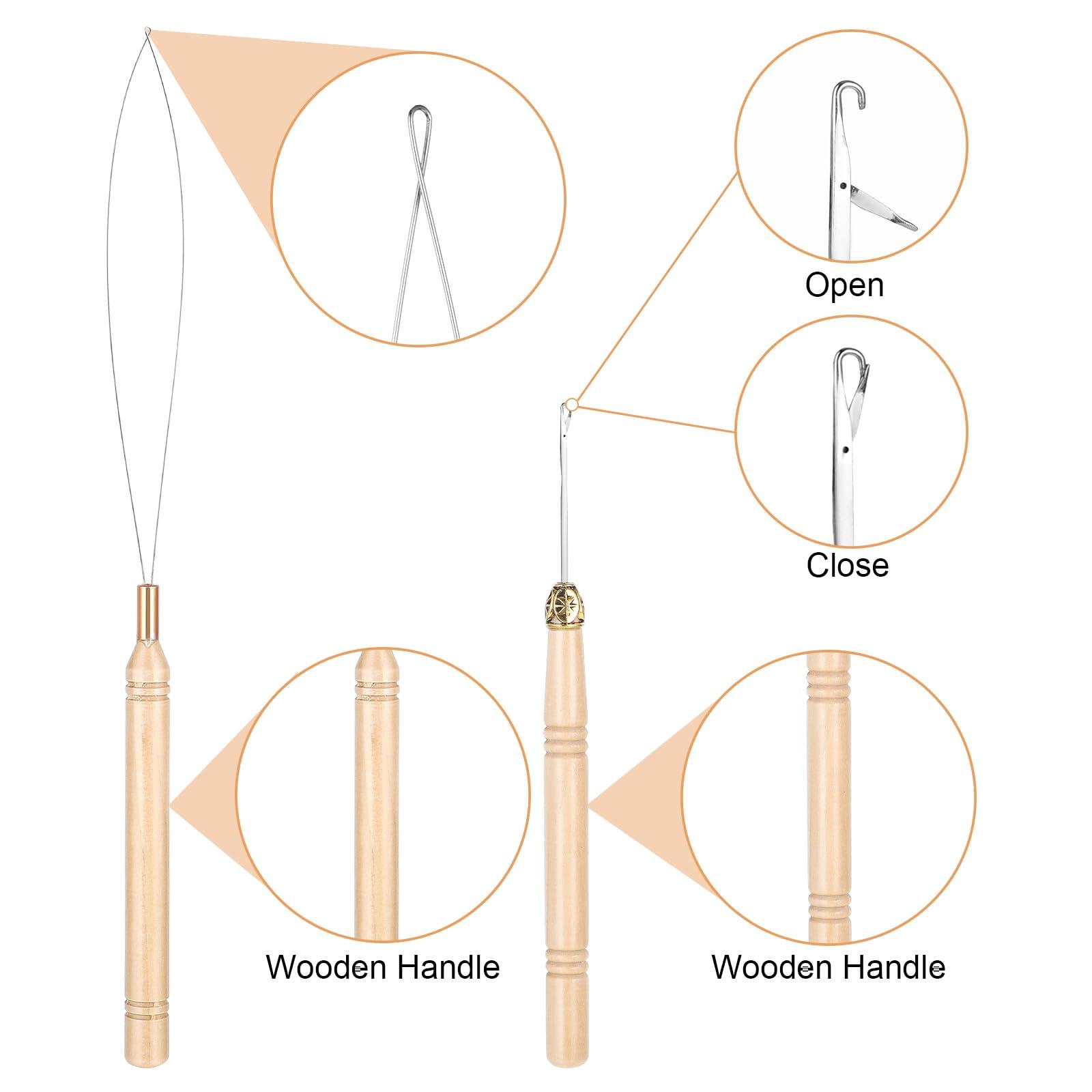 Abeillo 200Pcs Hair Extentions Beads 4mm Silicone Lined Micro Beads with Pulling Hook Needle, Bead Device Tool Kits for Hair Extensions(Black)