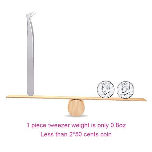 FADLASH Volume Tweezers 3d 6d Made Fans Eyelash Extensions Tweezer for Easy Fan Volume Lashes Curved Point Stainless Steel Precision Anti Static Lash Extension Tweezers Leather Pack