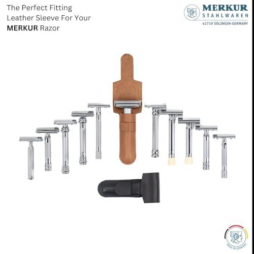 MERKUR MERKUR Leather Razor Case - Black Cowhide, Fits All MERKUR Razors Except 24001, Up to 110 mm