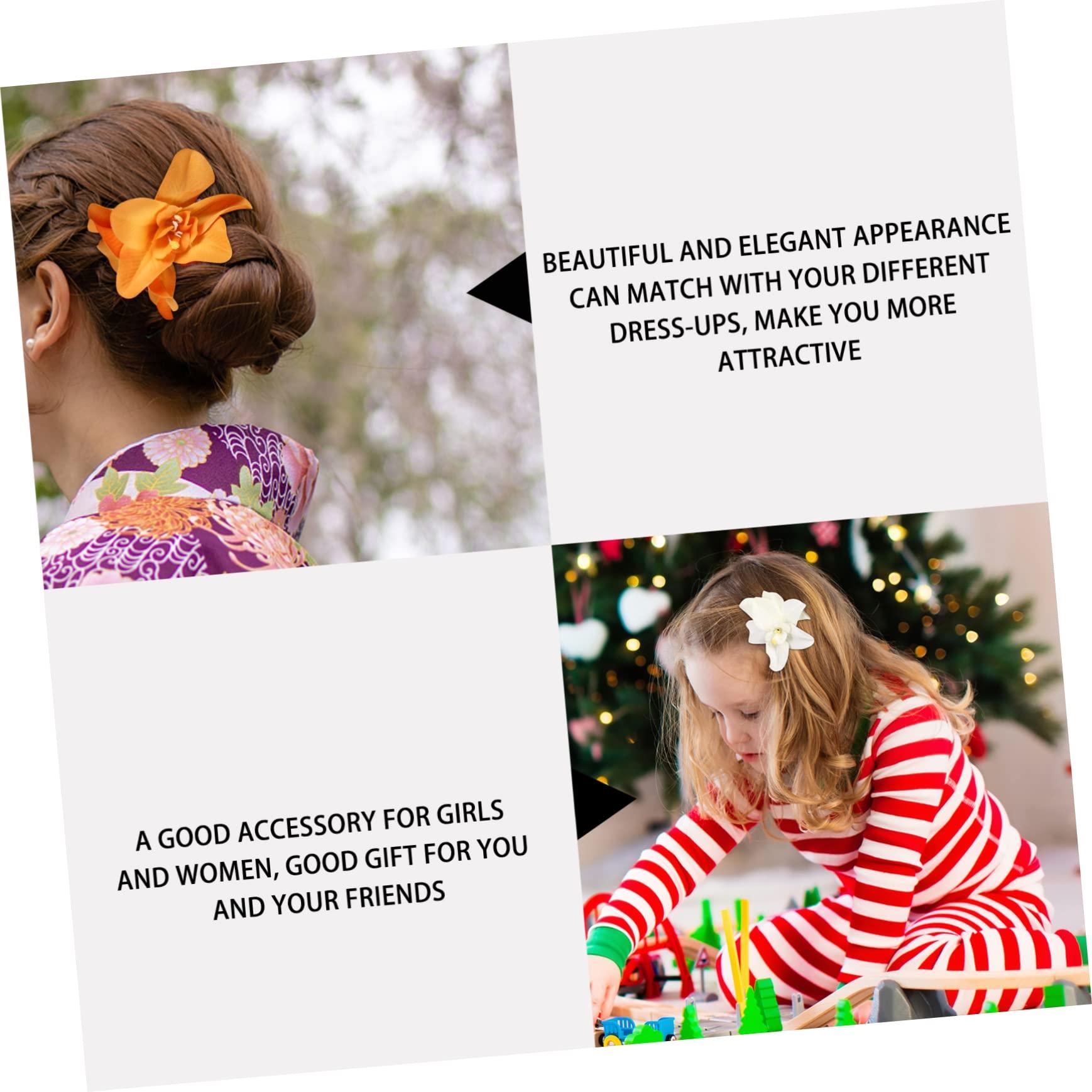 INOOMP INOOMP 5pcs Artificial Hair Clip Hawaiian Hibiscus Plumeria Hairpin Orchid Headdress Headwear Hawaii Hawaiian Plumeria Clips Bridal Wedding Party Beach for Woman Girl Lady