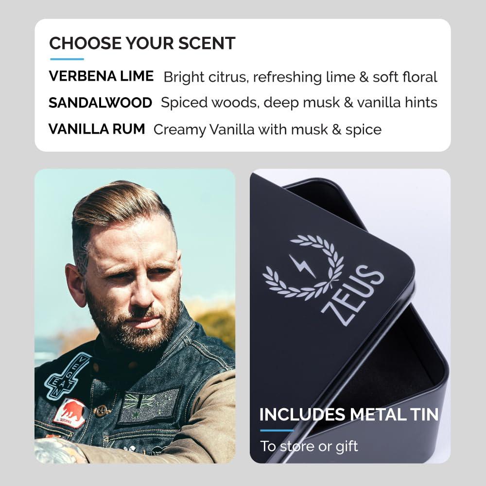 ZEUS ZEUS Starter Beard Wash & Beard Oil Kit for Men, Soften, Hydrates, & Moisturizes Facial Hair (Verbena Lime) MADE IN USA