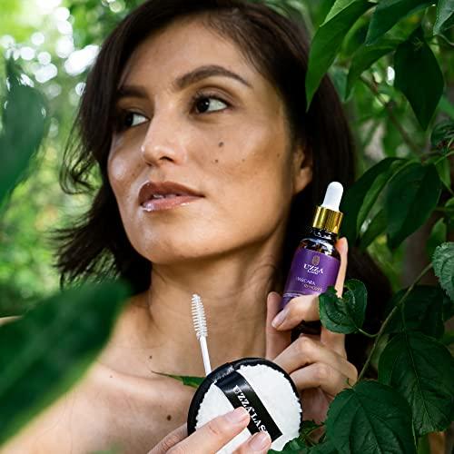 UZZA UZZA Lash Eye Makeup Remover - Waterproof Mascara Remover for Sensitive Eyes - Natural Make up Remover - Hygienic Kit Includes Eyelash Brush, Reusable Pads, Cleanser Liquid 1oz