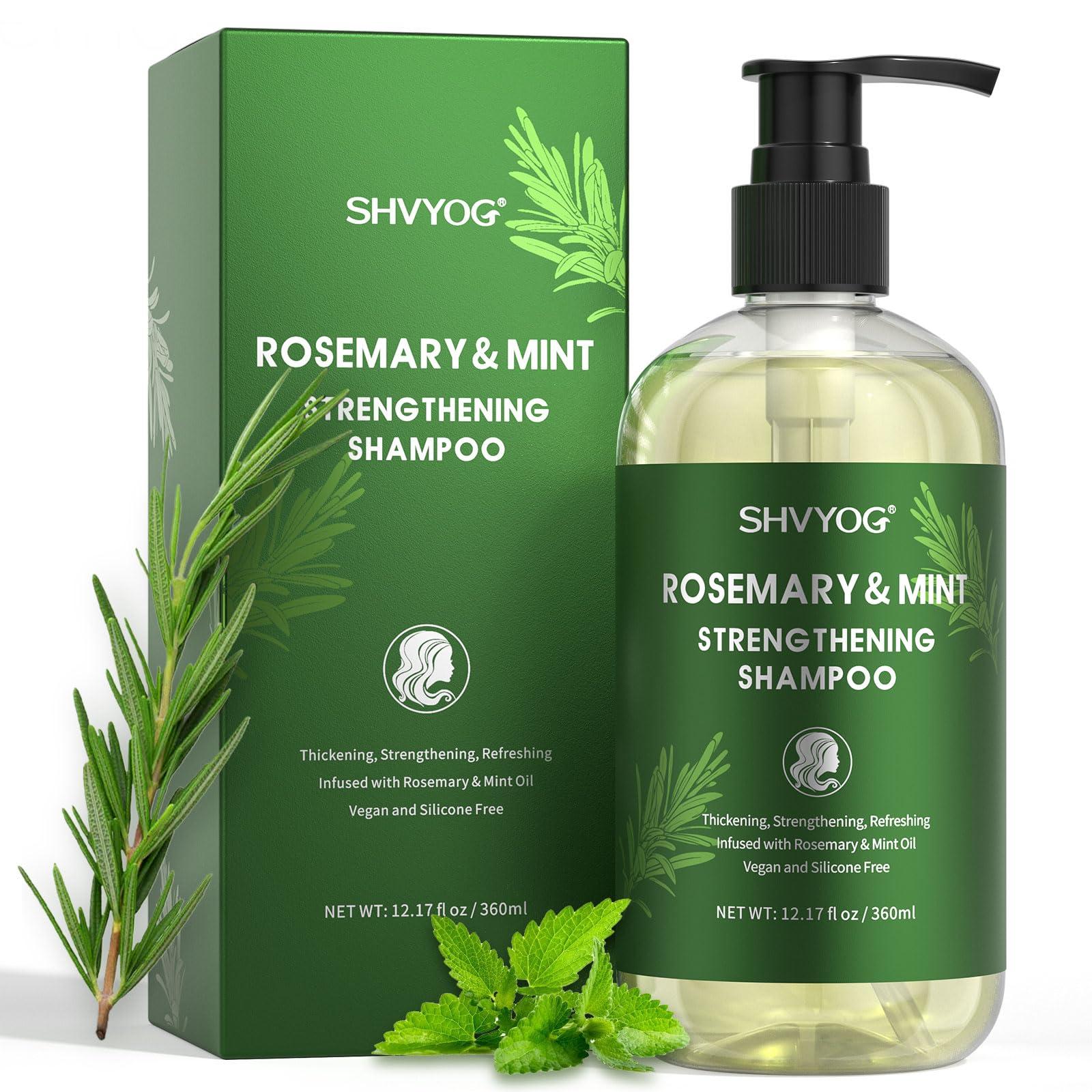 SHVYOG Rosemary Shampoo for Hair Growth, Rosemary Oil Shampoo with Mint and Tea Tree for Hair Loss, Hair Growth Shampoo for Thinning Hair, Suitable for Women and Men 12.17 Fl Oz
