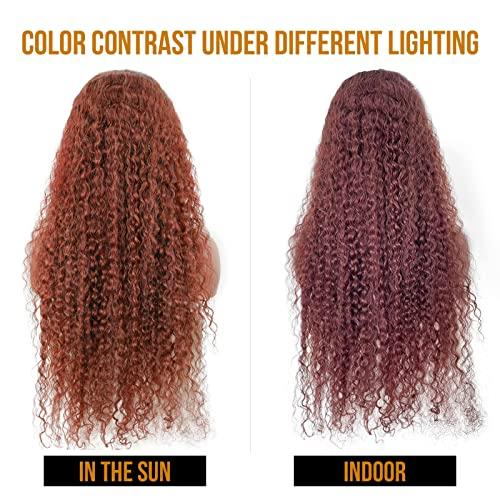 CAITLYN Reshine Straight Highlight 13x4 Lace Front Wigs Human Hair Pre Plucked with Baby Hair Wet and Wavy Auburn Hd Lace Frontal Wig Human Hair 13x4 Glueless Lace Frontal Wigs Human Hair 180% Density 18 inch