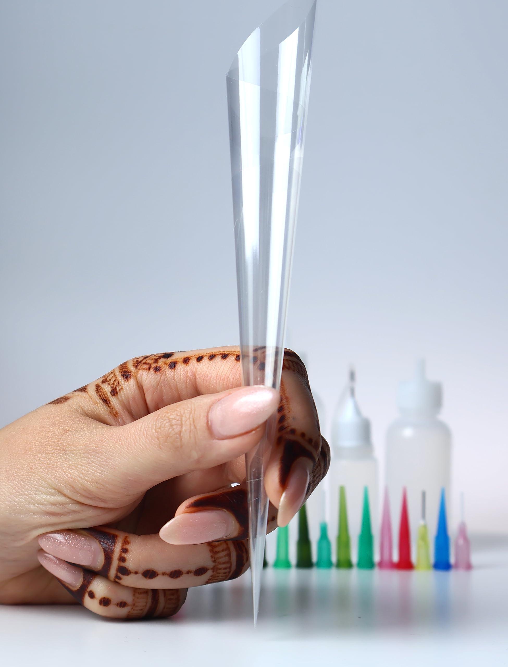 BEAUTYMEHNDI STORE Jagua Henna Bottles Cones Set for Temporary Tattoo (35 pcs In Set - 20 cones, 3 bottles, 12 pins) | Applicator Kit Empty Cones Caps Needle Tips for Beginners Mehendi