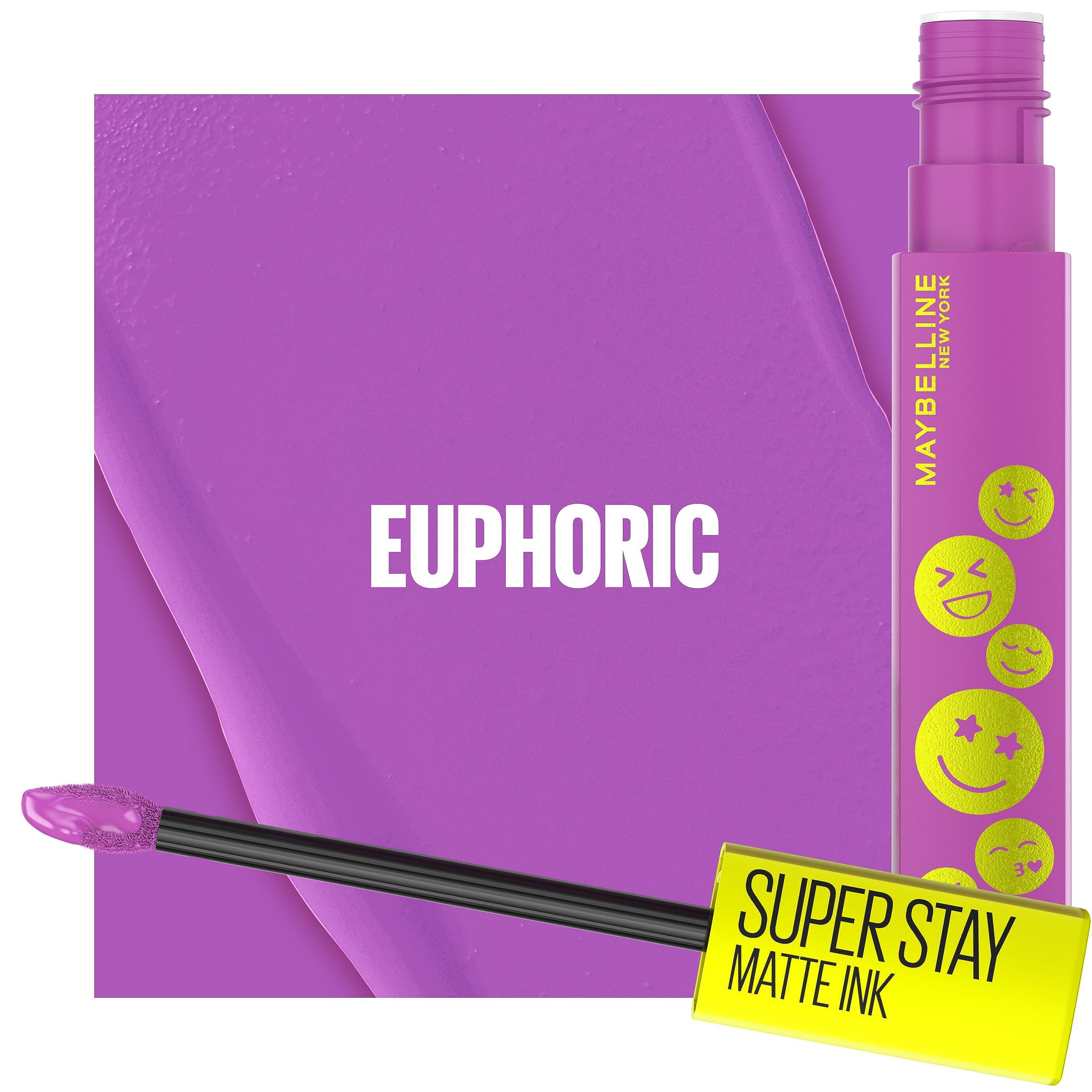 MAYBELLINE Maybelline Super Stay Matte Ink Liquid Lip Color, Moodmakers Lipstick Collection, Long Lasting, Transfer Proof Lip Makeup, Euphoric, 1 Count