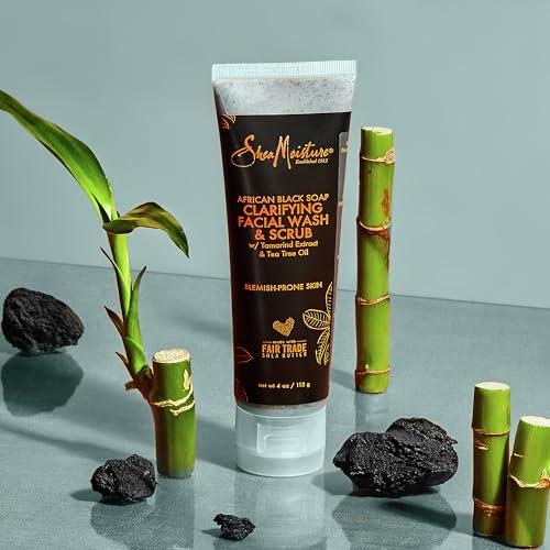 SheaMoisture SheaMoisture Facial Wash and Scrub African Black Soap for Blemish Prone Skin to Clarify Skin 4 oz