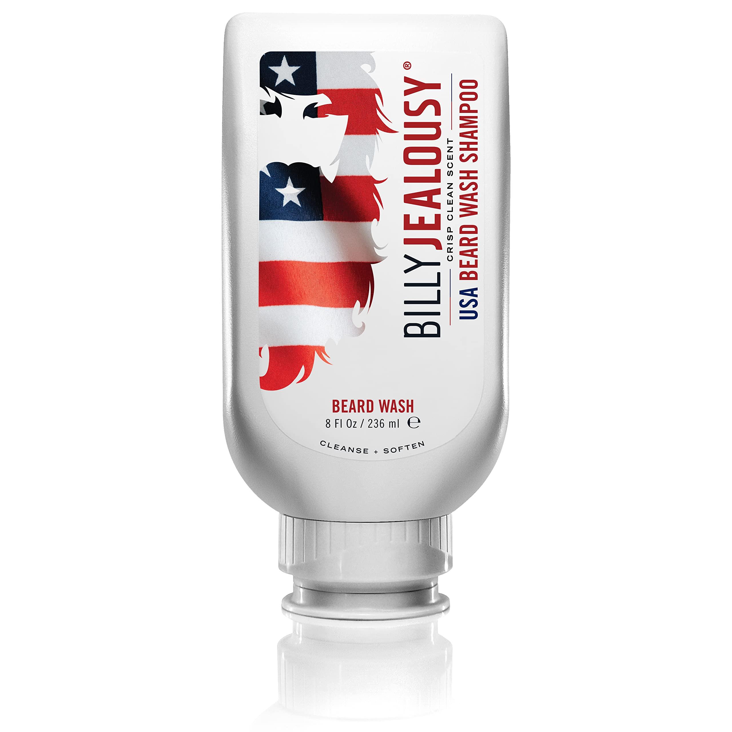 Billy Jealousy Billy Jealousy USA Beard Wash for Men Enriched With Softening & Hydrating Aloe Plus Strengthening and Conditioning Green Tea Extracts for Manageable and Frizz-Free Hair, 8 Fl Oz