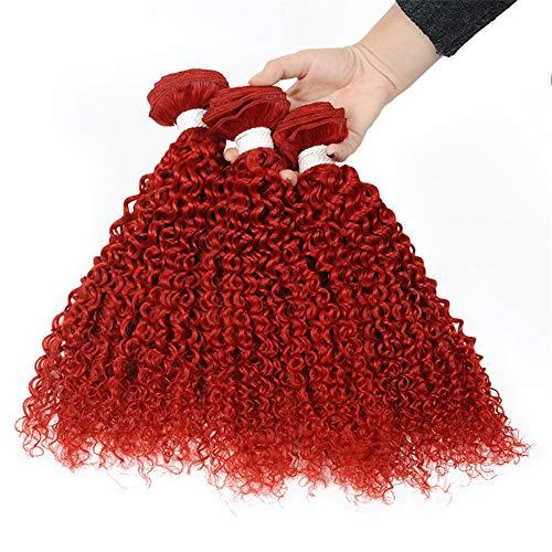 Tony beauty hair Tony Beauty Hair Red Kinky Curly Human Hair Bundles Birght Red Brazilian Virgin Hair Weaves Kinky Curly Red Color Human Hair Weft Extensions Pure Red 3 Bundles Lot Mixed Length (22 24 26)