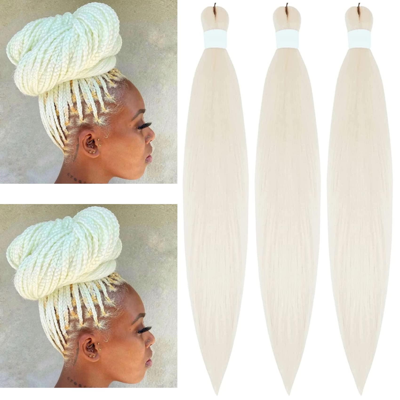 Leticia Leticia Blonde White 30 Inch Braiding Hair Prestretched Braiding Hair Extensions