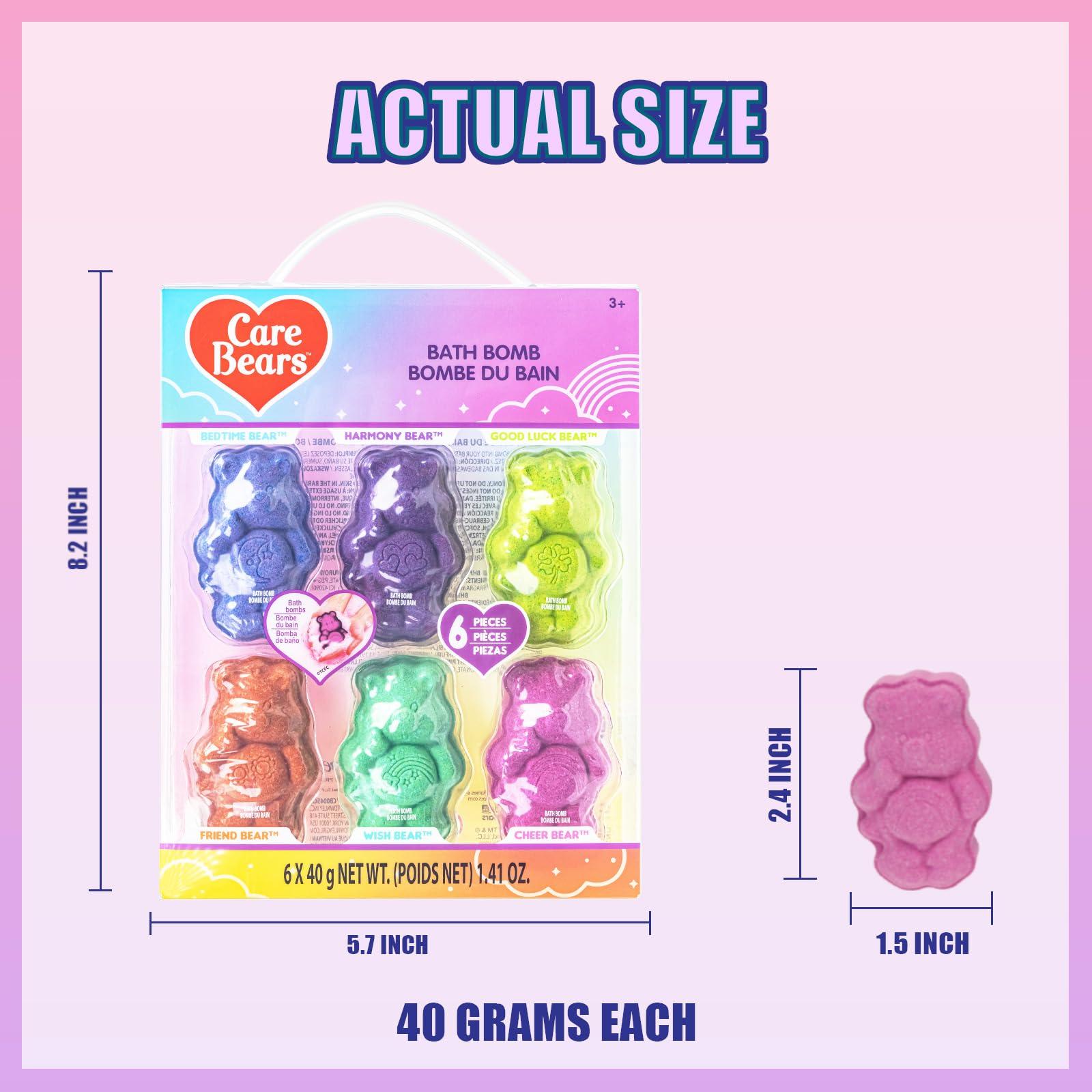 Townley Girl Care Bears 6 Pack Bubblegum Scented Bath Bombs - Ages 3+ Character Molded Bath Bombs Fun & Bright Colors - Great Birthday Gifts, Stocking Stuffers, Slumber Parties, Spa Days & More by Townley Girl