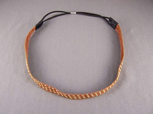 Wholesale Fashion HeadBand Brown Velvet Velour Gold Grommet Thin Skinny Headband 1/2" Wide Stretch Elastic Headbands for Women