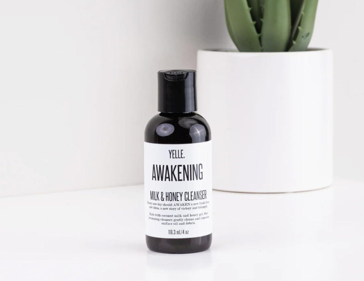 Yelle Yelle. Skincare | Awakening Milk & Honey Cleanser Formulated with Coconut Milk, Vitamin E Organic Herbal Infusion to Balance pH Levels and Retain Skins Natural Moisture Levels.| 4 oz