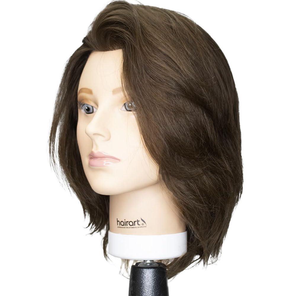 Hair Art Cosmetology Practice Head with 14 Inch Hair,100% European Human Hair, Professional Quality Training Mannequin for Styling Techniques,
