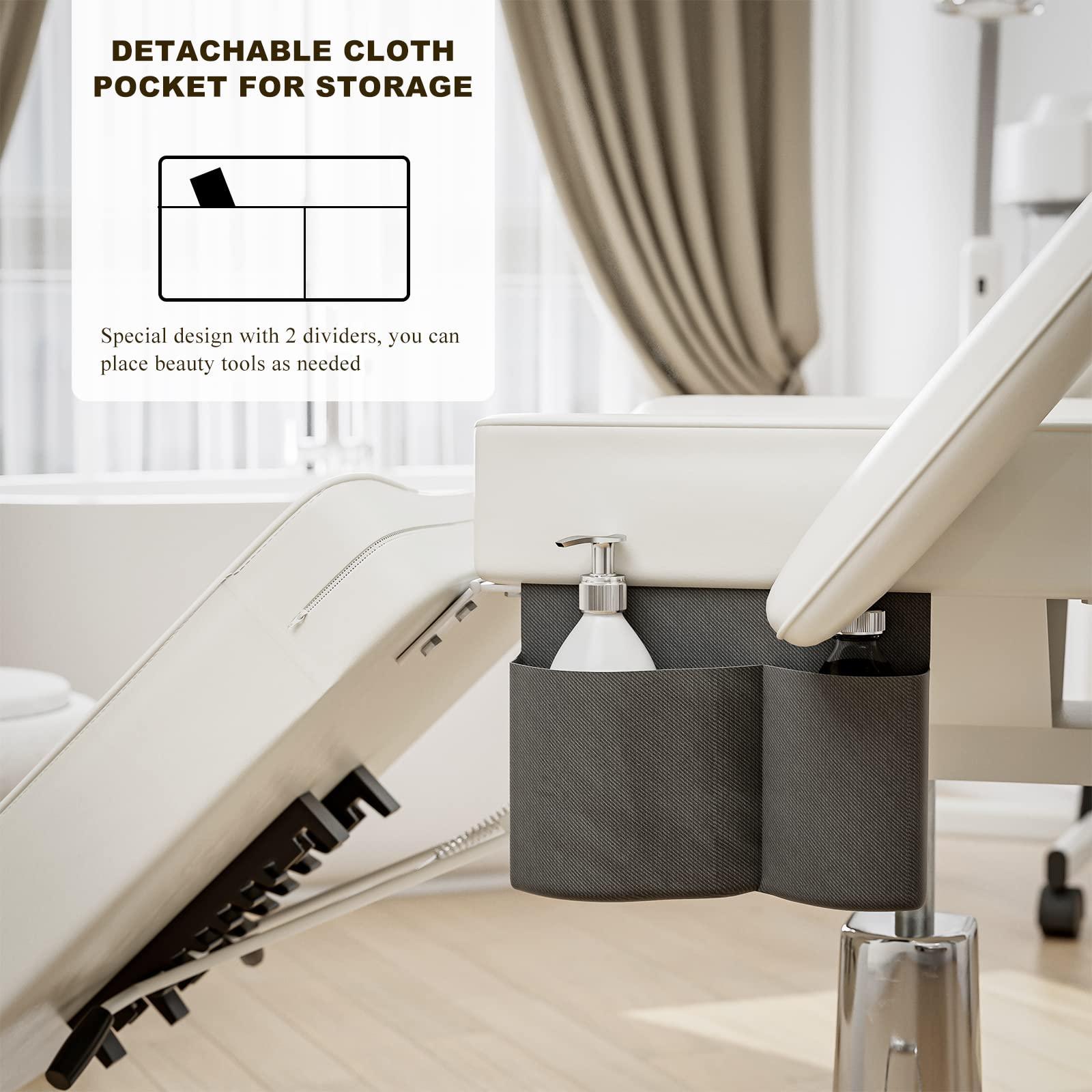 SyyBhb SyyBhb 360 Swivel Tattoo Bed Height Adjustable, Tattoo Hydraulic Chair for Esthetician with Storage Pocket, 3-Section Folding, White