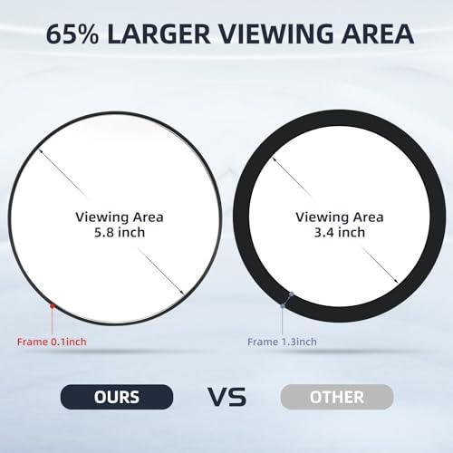 JJhxr 30X Magnifying Mirror, 6 Inch Large Makeup Mirror with 30X Magnification, Compact Makeup Magnifying Mirror, Round Magnifying Mirror with Handle for Travel Mirror, 3 Suction Cups, 360 Adjustable Stand