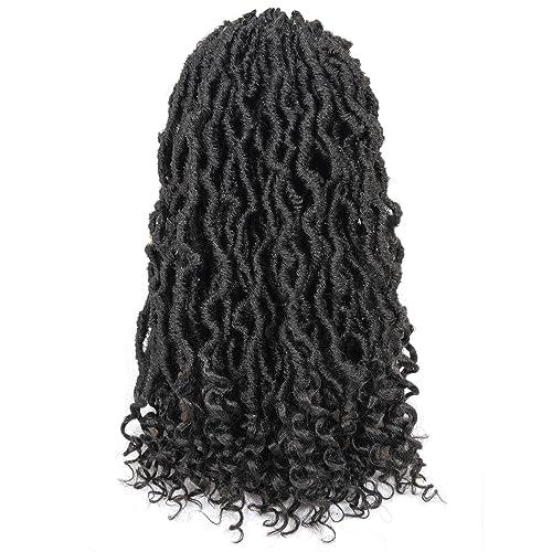 ToyoTress Toyotress Passion Locs Crochet Hair - 18 Inch 8 Packs Natural Black Faux Locs Crochet Hair Curly Ends, Long Curly Locs Braids Pre-Looped Synthetic Braiding Hair Extensions (18 Inch, 1B)