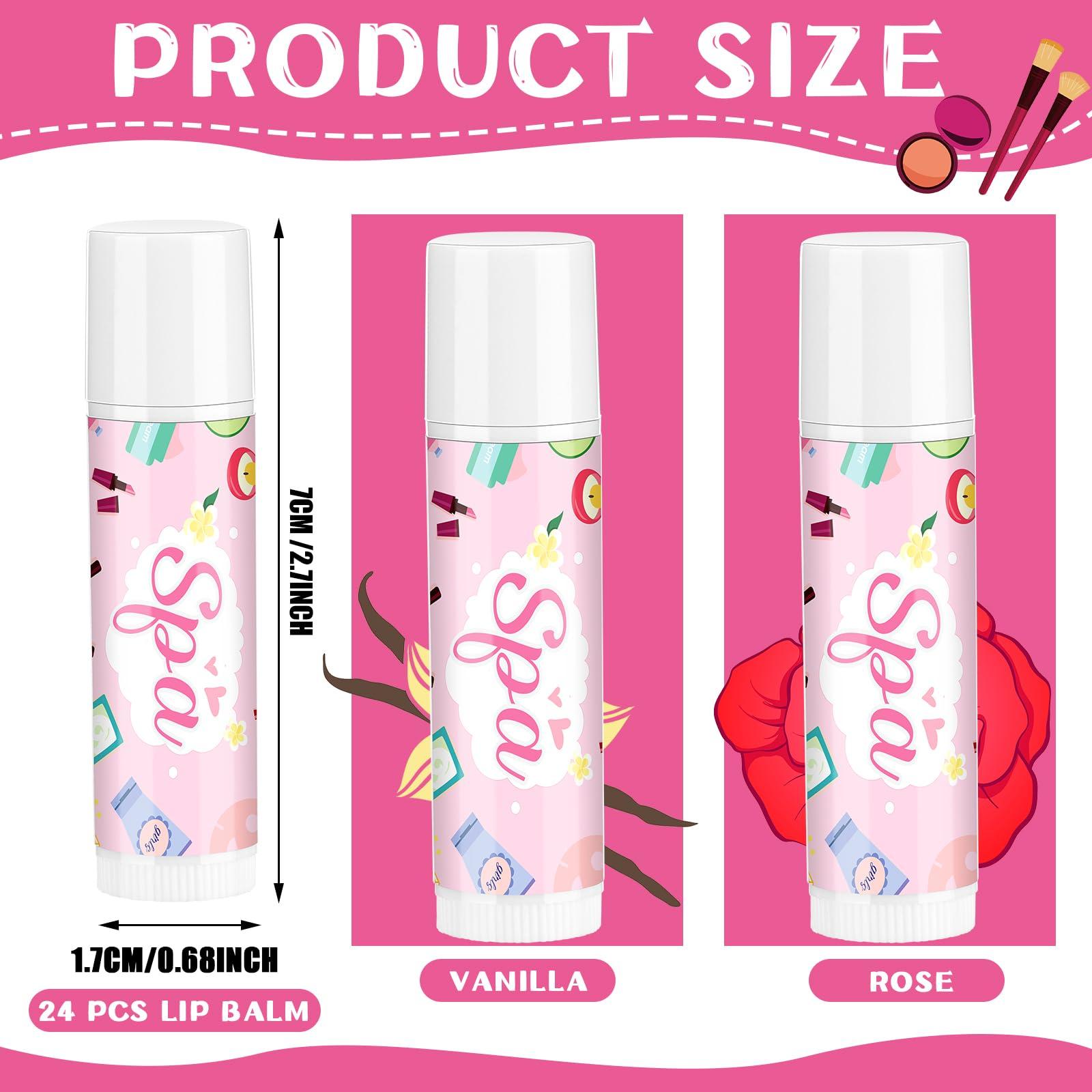 Suttmin Suttmin 24 Pcs Spa Party Favor for Spa Party Lip Balm Makeup Party Gifts Sleepover Party Favor Slumber Party Supplies for Women Spa Birthday Party Supplies (Vanilla, Rose)
