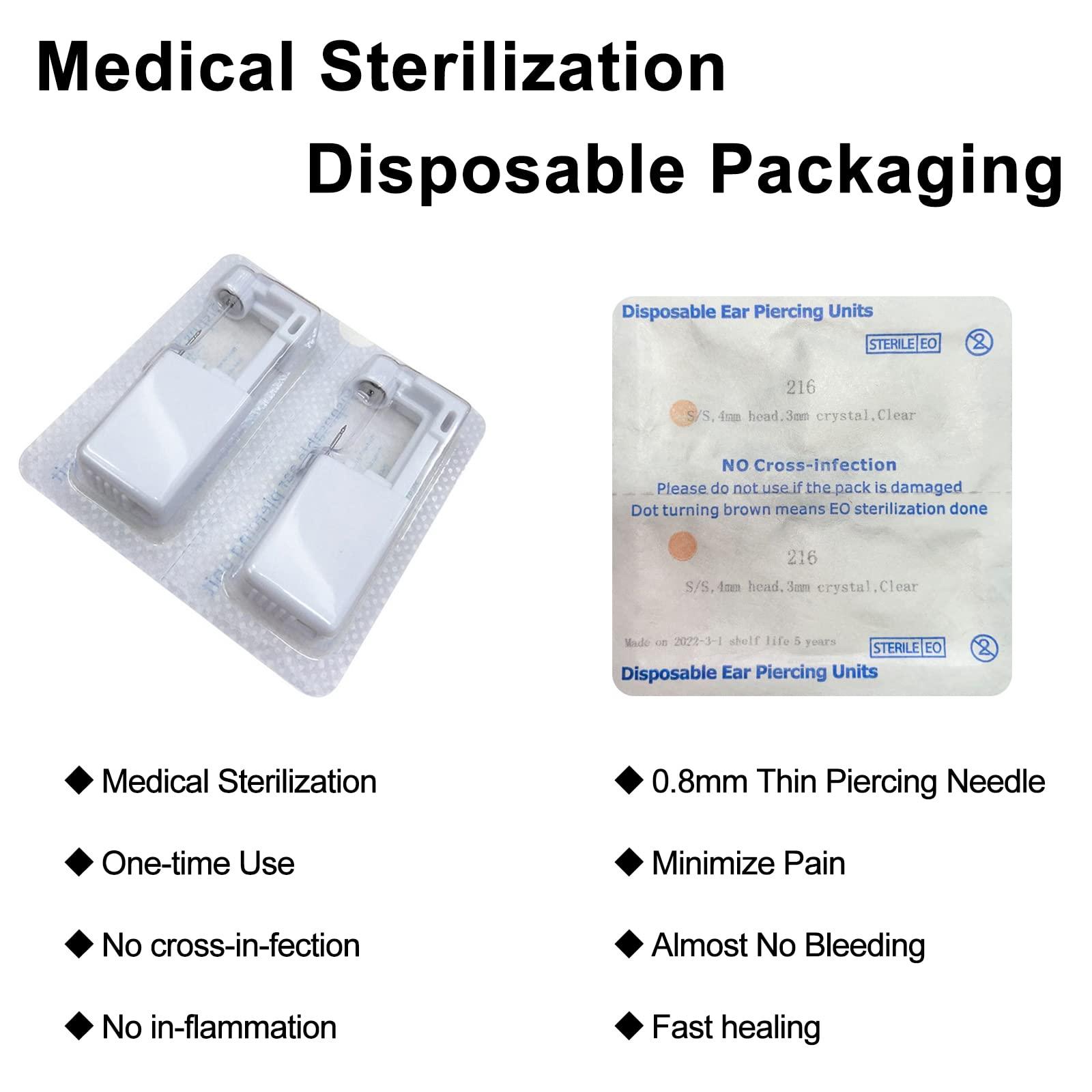 UDEEF Ear Piercing Gun,10 Pack Ear Piercing Kit Disposable Self Ear Piercing Gun with Sterling Silver Ear Sticks and Clean Tool Pierce Kit Tool for Nose Studs Cartilage Tragus Helix Piercing Gun