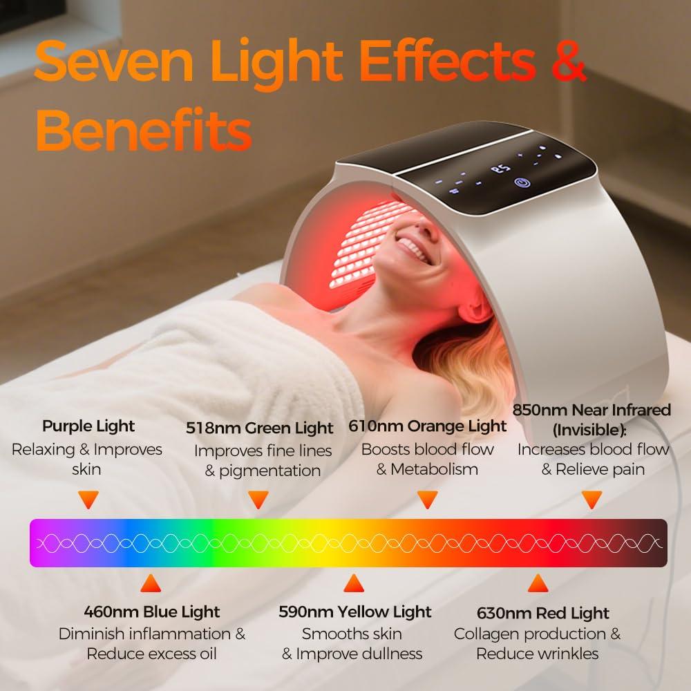 Bestqool Bestqool LED Mask Photon LED Light Therapy - 6 Colors with Near Infrared Light LED Face Mask for Skin Rejuvenation SPA Facial Body Skin Care Beauty Salon Device