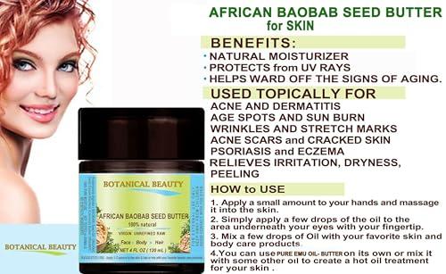 Botanical Beauty Botanical Beauty BAOBAB SEED OIL BUTTER 100% Natural RAW VIRGIN UNREFINED for Skin, Hair, Lip and Nail Care. 16 Fl. oz. - 480 ml. Rich in Vitamin E