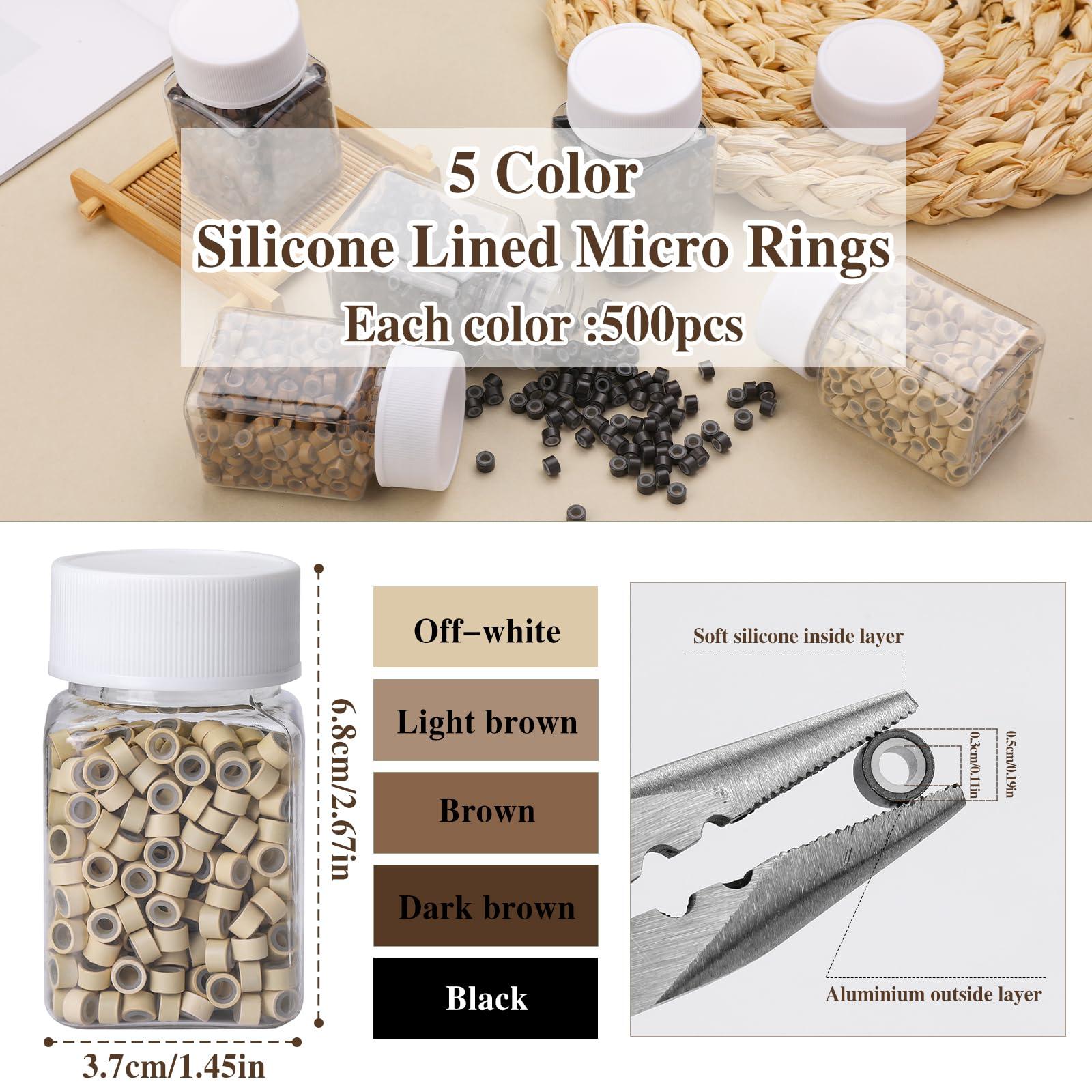 Fedmut Fedmut Hair Extensions Kit, 28 PCS Hair Extensions Needles, 457 Yard Sewing Threads, 2500 PCS Lined Micro Beads, 5 Metal Hair Clips Hair Tools for Hair Extensions Hand Sewing Wig DIY Craft