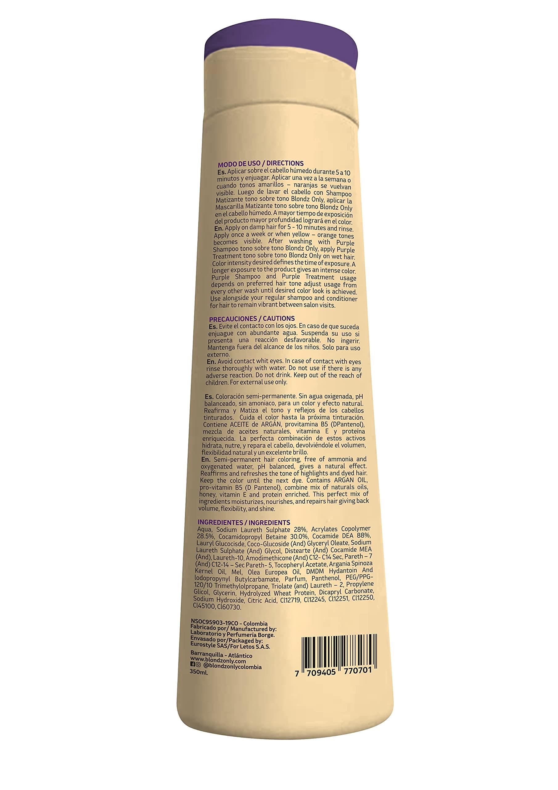 Blondz Only Blondz Only Purple Shampoo Rubio Marfil Blonde Pearl with Argan Oil Perfect Blonde (Perla Beige) 11.8 Fluid Ounce (350 ml)