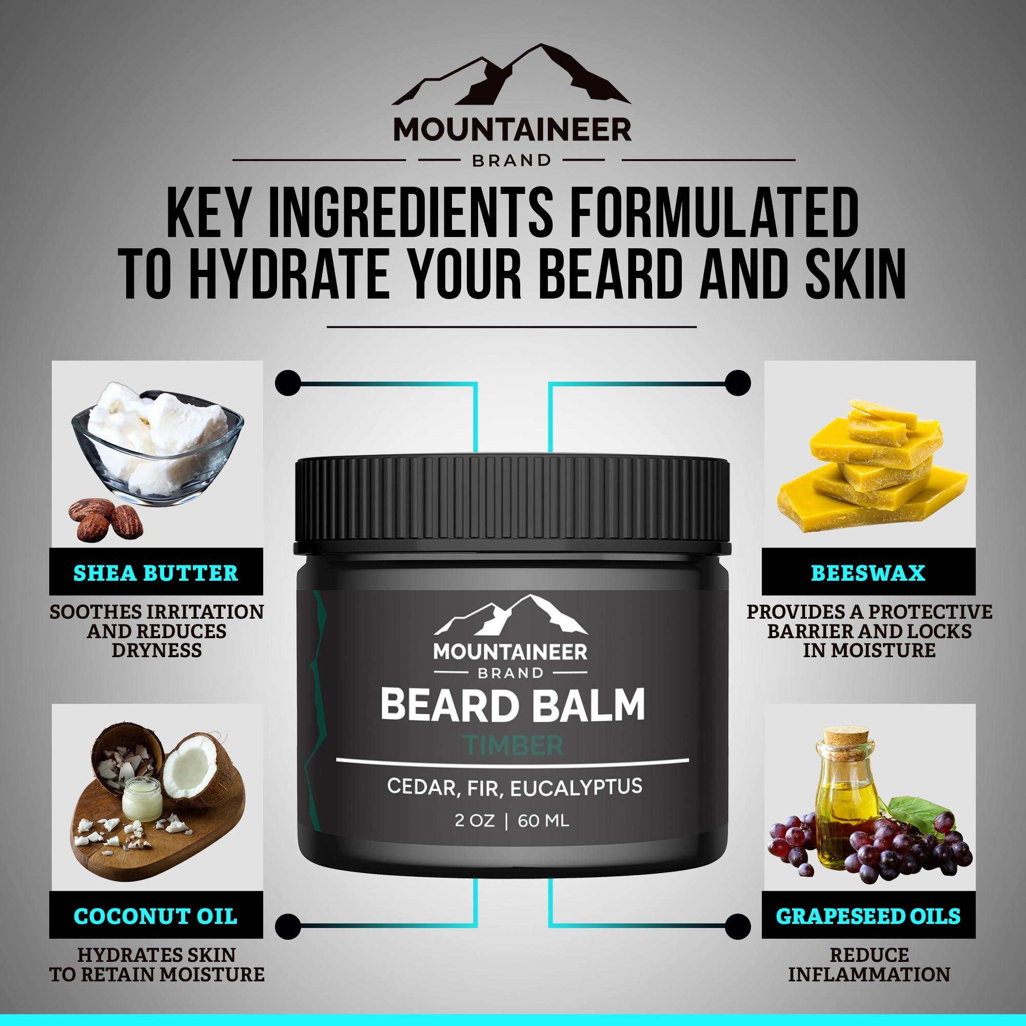Mountaineer Brand Mountaineer Brand Natural Beard Balm with Timber Scent | Scents Inspired by Nature | Beard Butter for Men | Leave in Condidtioner | Hydrates, Softens and Tames | Made in West Virginia | 2oz