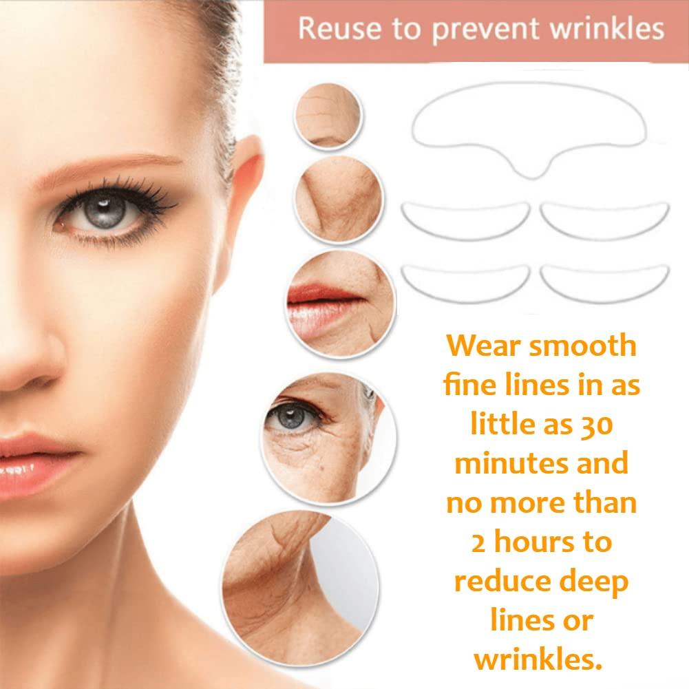 TMISHION 5Pcs Anti Wrinkle Silicone Patch, Various Shapes Reusable Washable Forehead Eye Face Anti Aging Patch for Prevent and Eliminate Wrinkles Fine Lines Skin Liftin