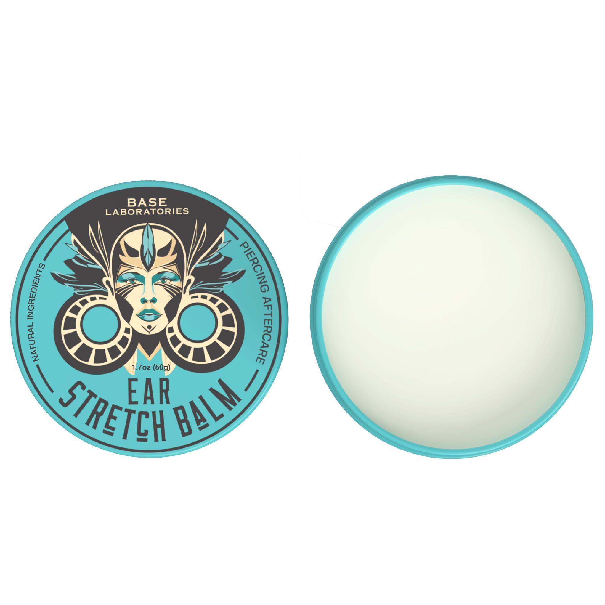 BASE LABORATORIES BASE LABORATORIES Ear Stretching Balm For Ear Gauges | Ear Stretching Balm For Earlobe Stretching & Preparation | All Natural Piercing Aftercare With Shea Butter & Eucalyptus Oil | 1.7 oz