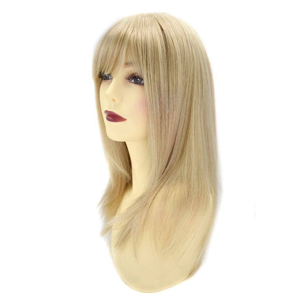 LHC Hand-Tied Mono Top Wig Brown Blonde Straight Synthetic Hair Monofilament Wigs (#P613)