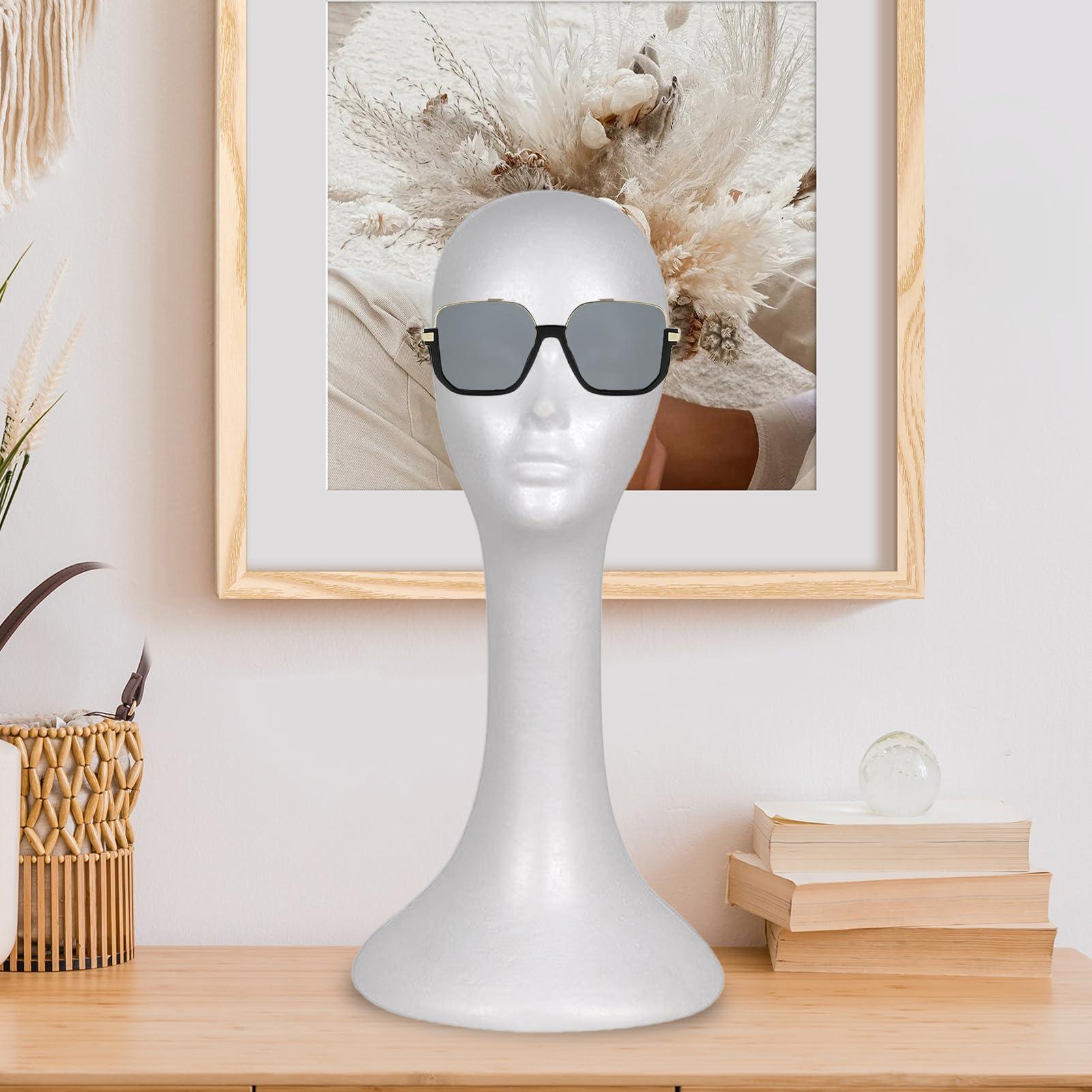 Grebest Foam Mannequin Head, Foam Wig Head for Mannequin, Female Mannequin Head for Wig Styling and Display, Portable Foam Manikin Head for Wigs Hats Hairpieces Jewelry Makeup, for Home Salon Travel (White)