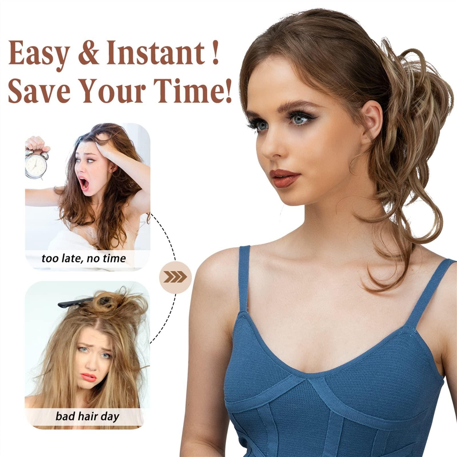 HIHELO HIHELO Synthetic Messy Bun with Elastic Rubber Band Wig Curls Scratch Ponytail Extensions Hair Bun Donut Bun Wigs for Women (Color : 6H24B)