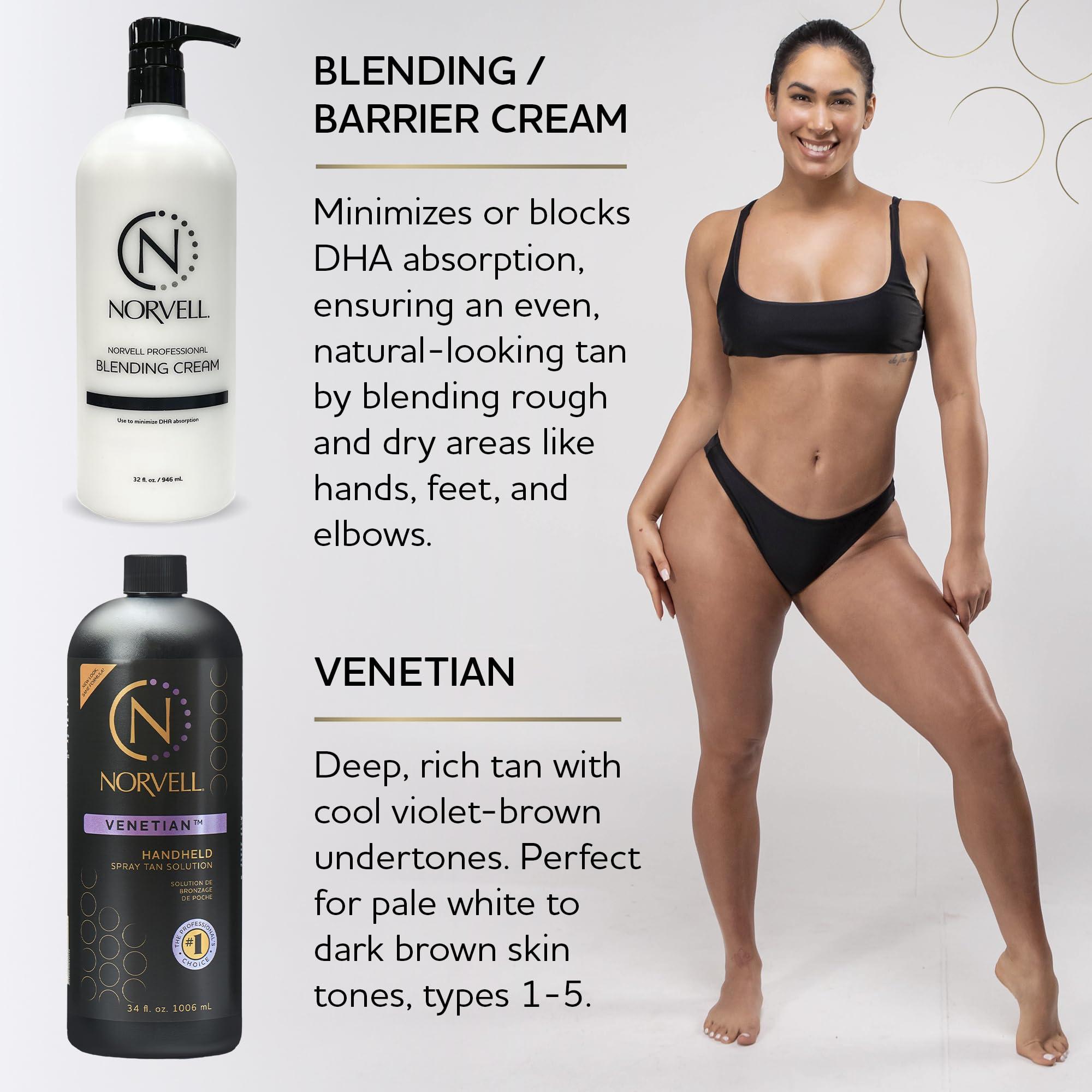 Norvell Norvell Premium Sunless Tanning Solution Bundle - Venetian, 34 Fl Oz and Pro Blending DHA Barrier Cream, 32 Fl Oz