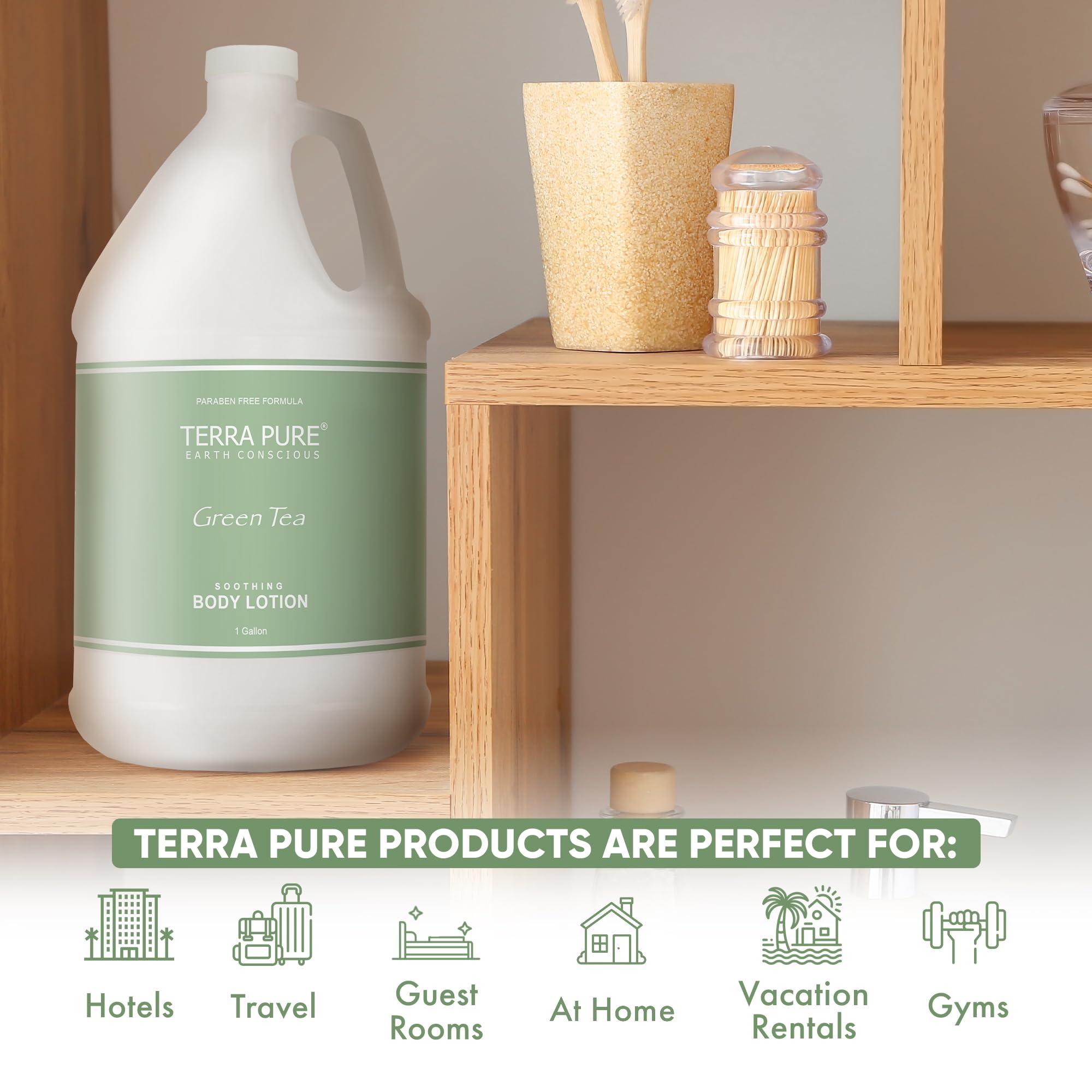 Terra Pure Terra Pure Green Tea Hotel Body Lotion | 1 Gallon | For Hospitality & Vacation Rentals to Refill Dispensers | (Single Gallon)