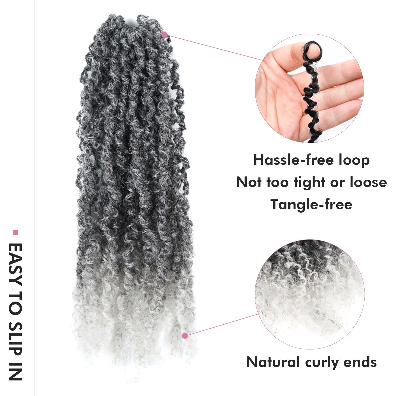 ToyoTress Toyotress Yanky Twist Crochet Hair - 6 Inch 2 Packs (30 Strands/Pcs) Fluffy Spring Mini Twist Short Bob Passion Twist, Ombre Gray Pre-Looped Crochet Braids Braiding Hair (6 Inch, TGray-2P)