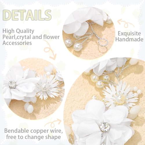 Campsis Campsis Flower Girl Headpiece White Princess Headband Pearl First Communion Hair Bands Wedding Birthday Party Hair Accessories for Women and Girls