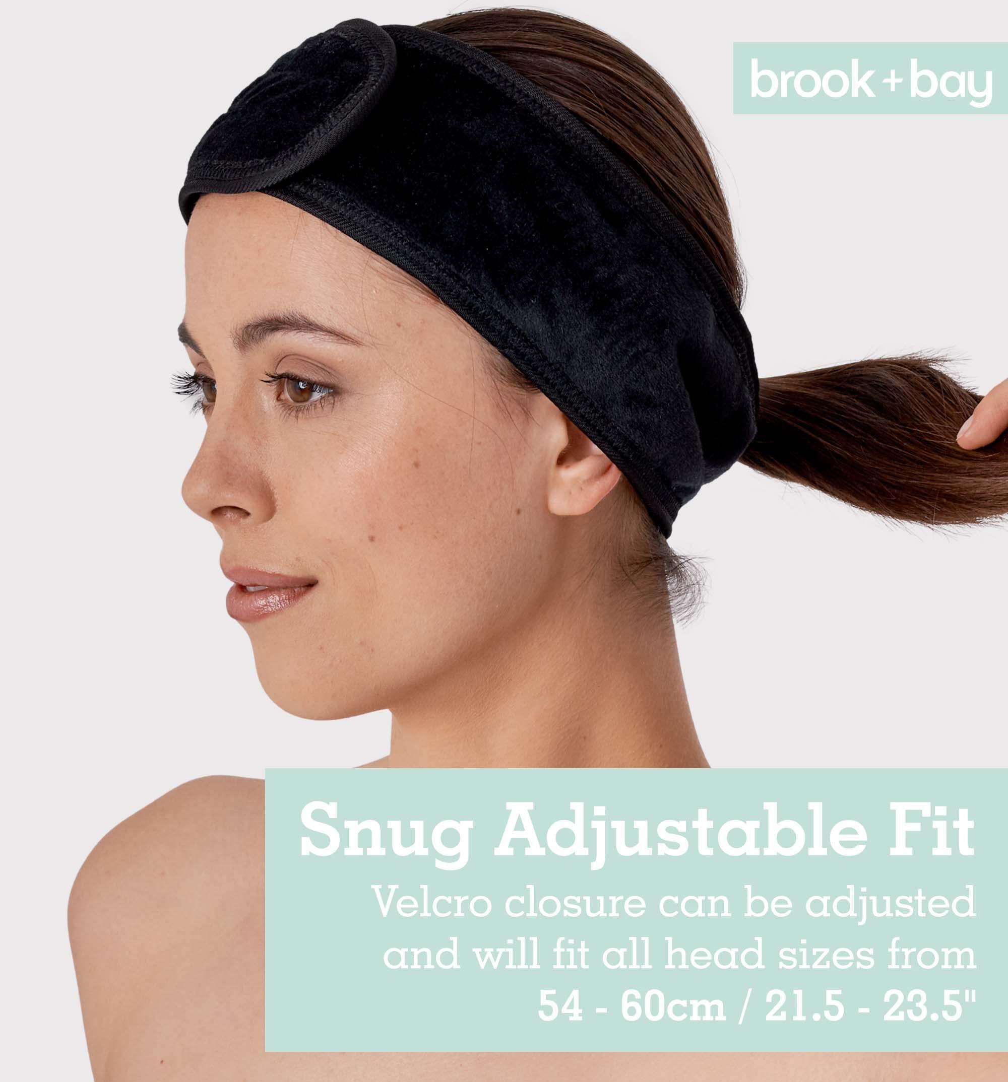 Brook + Bay Brook + Bay Spa Headband for Washing Face - Makeup & Skincare Face Wash Head Band - Face Mask Towel Terry Hair Band for Women - Black