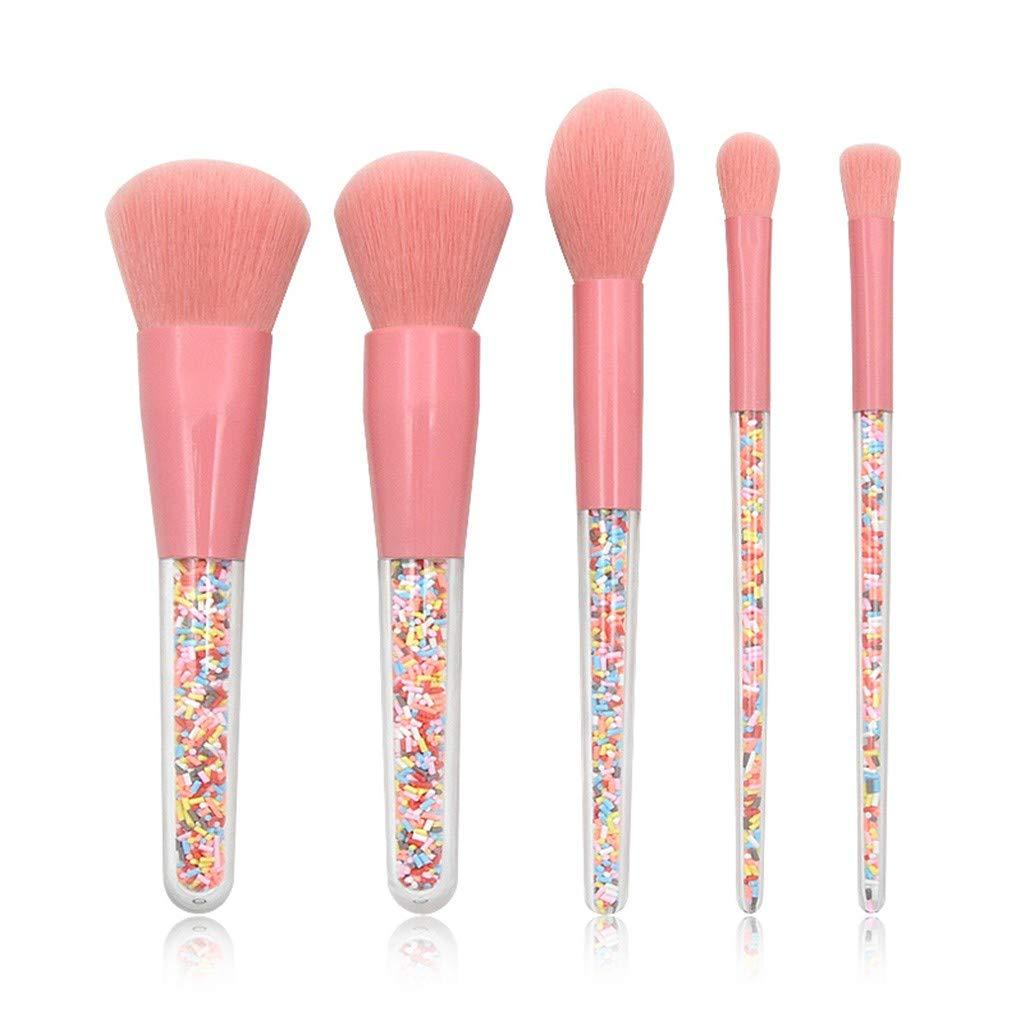 Skipdr 5 Pcs makeup brushes makeup brush set candy makeup brushes colorful transparent brush handle granular plastic