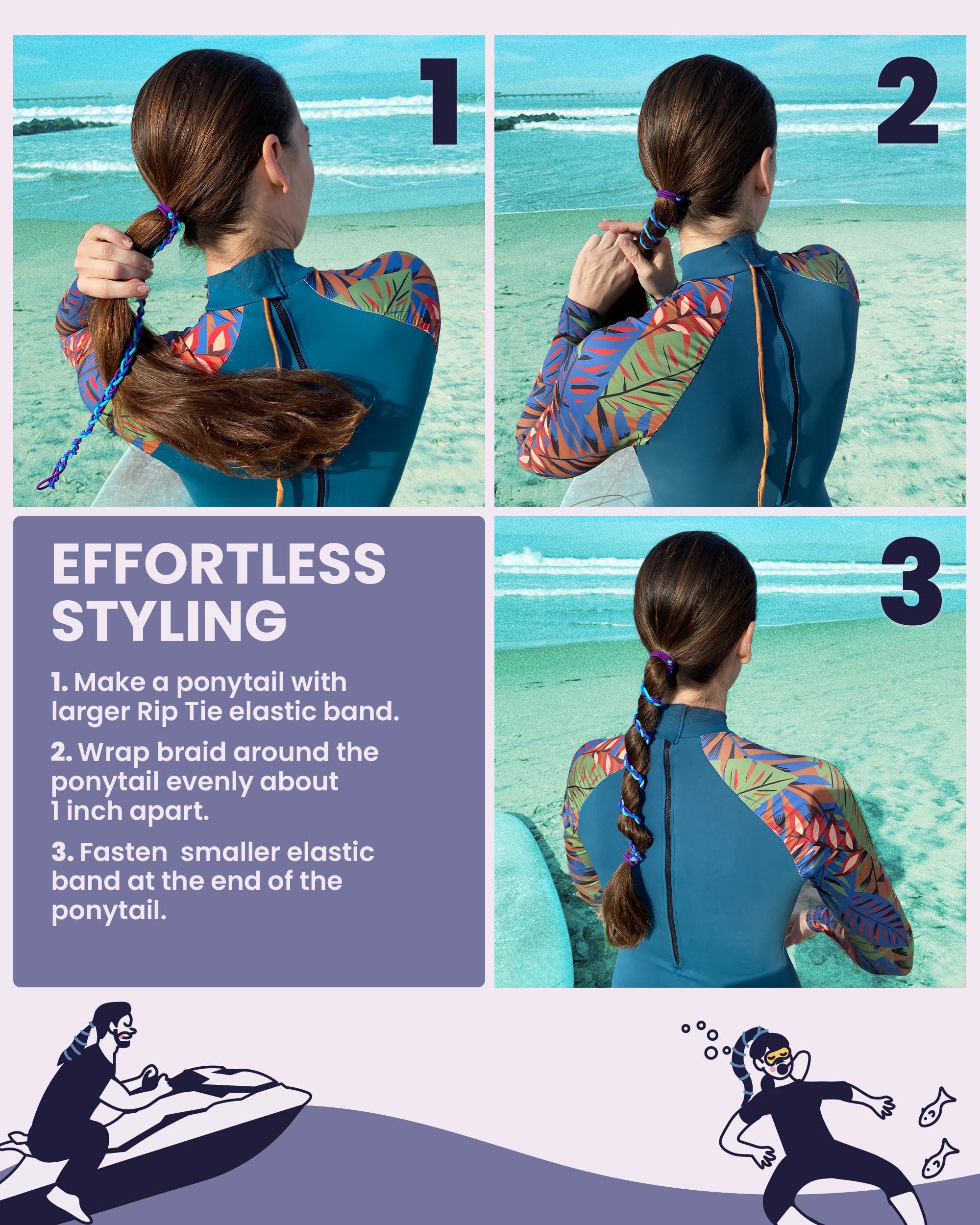 RipTie RipTie Rip Tie 2.5mm Tangle Free Hair Tie - Rippled Water, Single, 34\"\", 1 Count (Pack of 1)