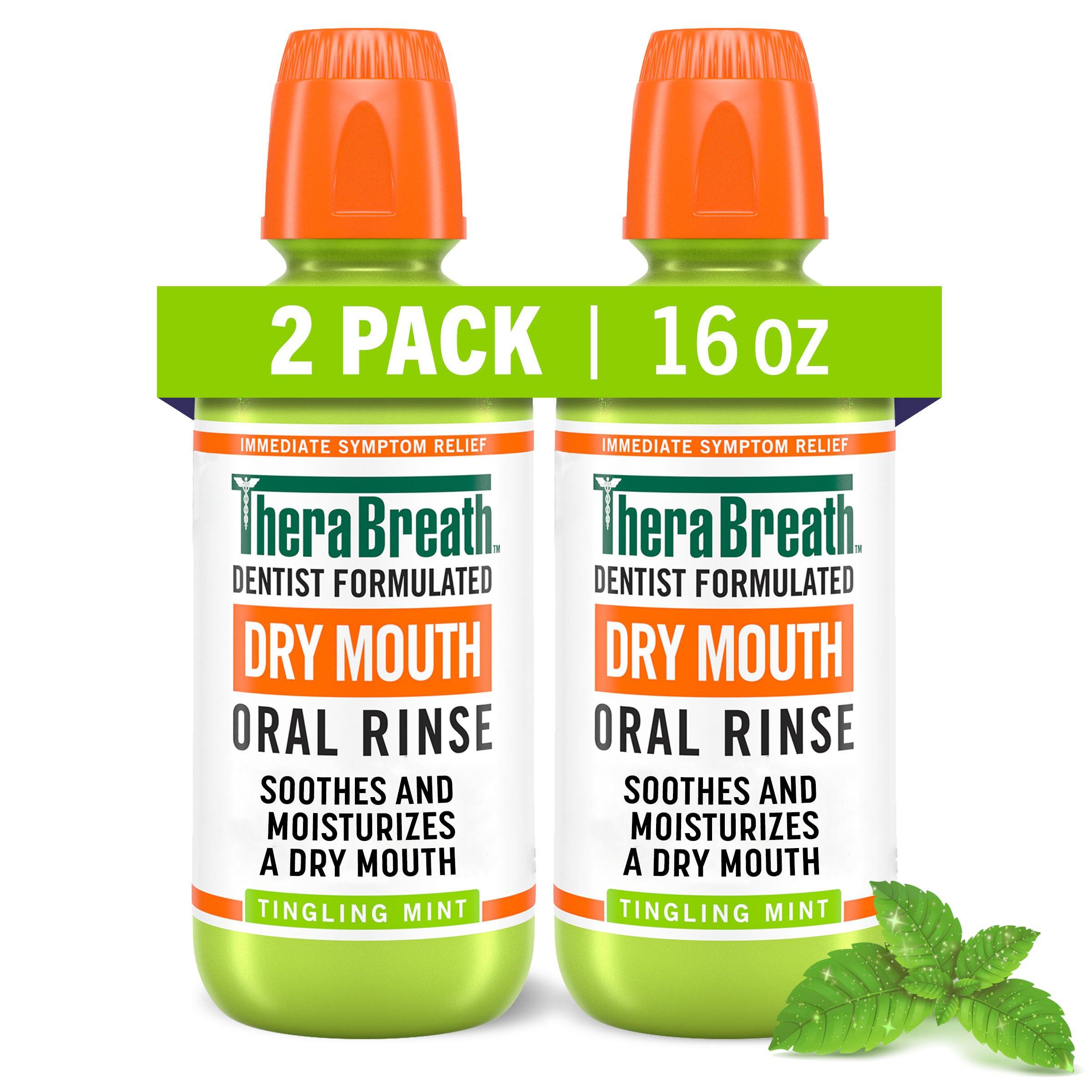 TheraBreath TheraBreath Dry Mouth Oral Rinse, Tingling Mint, Dentist Formulated, 16 Fl Oz (2-Pack)