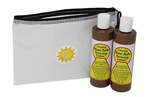 Maui Babe Tanning Maui Babe Tanning, Maui Babe Browning Lotion Pack Of 2! Infused With Skin Nourishing Ingredients! All Natural Fast Dark Tan! Promote A Deep, Dark And Long Lasting Tan!