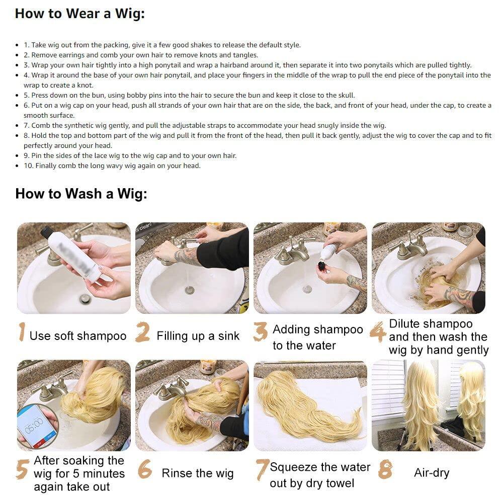 Yinuozhogntian Yinuozhogntian 24\" Brown Blonde Ombre Natural Color Wig Long Wave Hear Resistant Hair Synthetic Lace Front Wigs for Women Party Cosplay Festival Holidays Natural Hairline Wigs Drag Queen