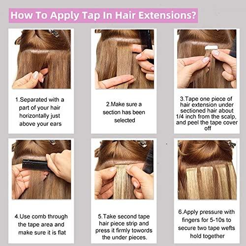 YiXing Kinky Straight Tape In Hair Extensions Human Hair YiXing Tape Extensions Human Hair 200g/Bundle,80Pcs Seamless Tape Ins for Black Women Braided Remy Hair 10Inch