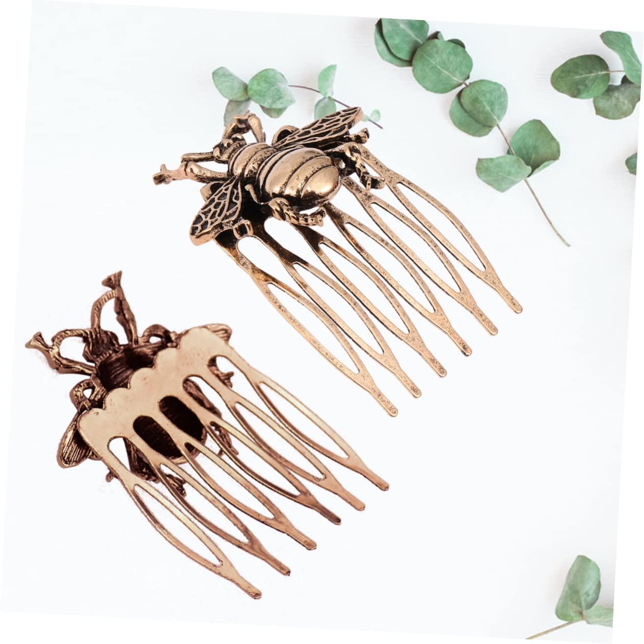 FRCOLOR FRCOLOR 4pcs old fashioned Accessories french hair clips steel wire alloy metallic line hair pin tooth comb styling hair clips bride french hair pin antique headgear bridal headdress pin