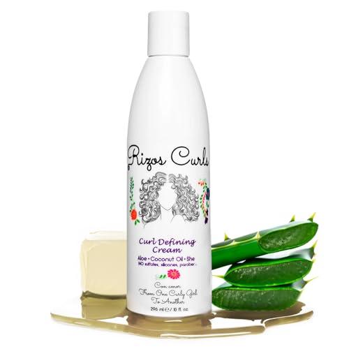 Rizos Curls Rizos Curls Curl Defining Cream, Enhance Waves, Curls & Coils, Soft Hold Weightless Volume, Moisturizing Frizz-Free Shine with Aloe Vera, Coconut Oil & Shea Butter, All Curl Patterns 2a - 4c, 10 oz